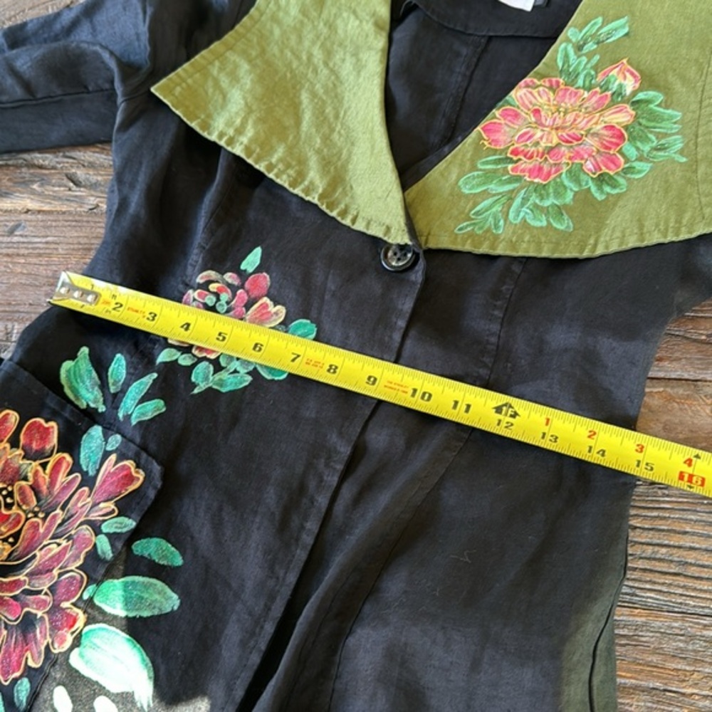 Balizza hand painted cotton trench artisan made‎ EUC size small - Picture 10 of 12